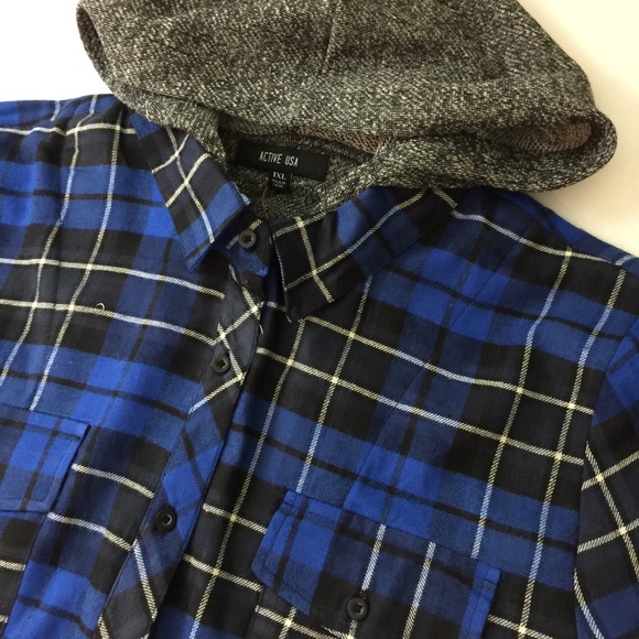 PLUS SIZE Plaid Hooded Zip Up Hoodie - Picture 5 of 7